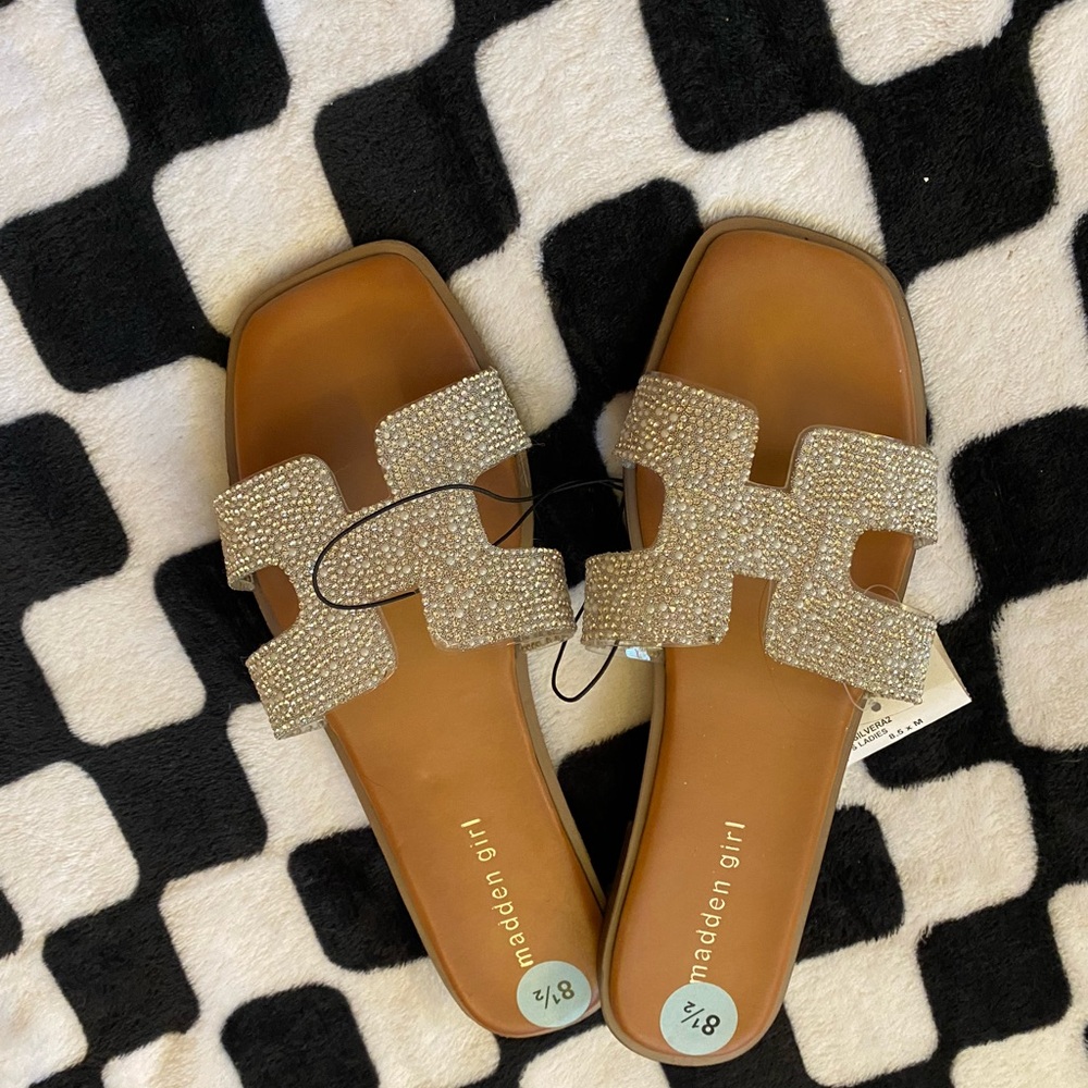 Madden Girl Tan Slide Sandals